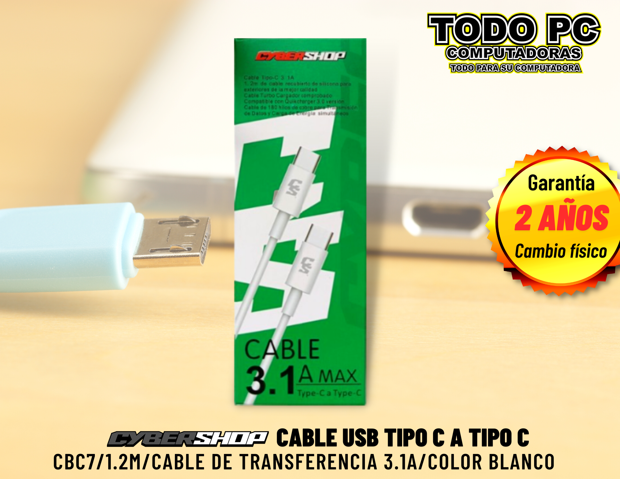 Cable USB tipo C a tipo C 1.2m post thumbnail